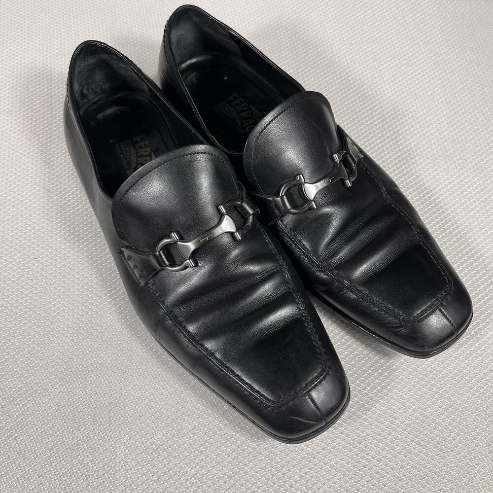 Salvatore Ferragamo Gregory Leather Shoes Size 9.5 2E Made In‎ Italy